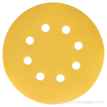 Gold Paper 5inch 8holes Aluminum Oxide Sanding Dis